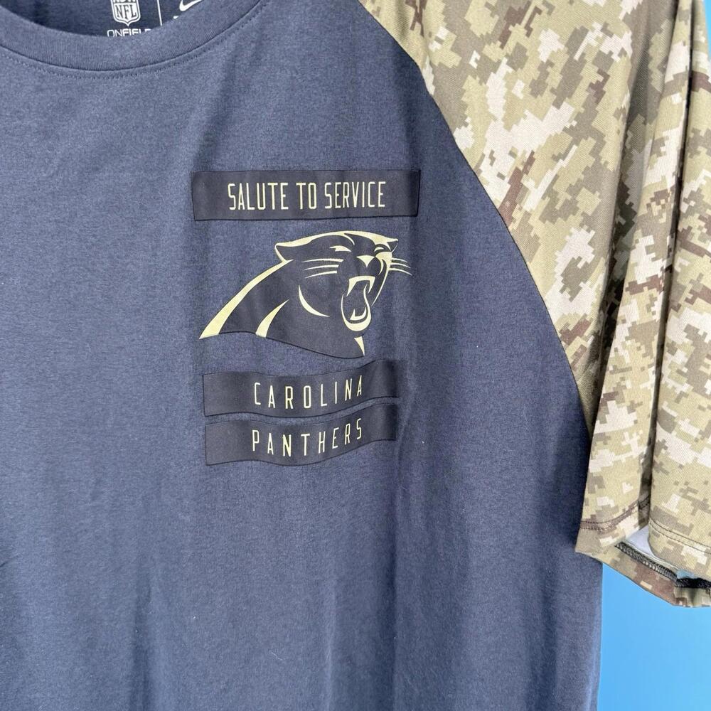 Carolina Panthers Shirt Mens XXL Black Camo Nike Drifit Salute To Service NFL - Picture 3 of 6